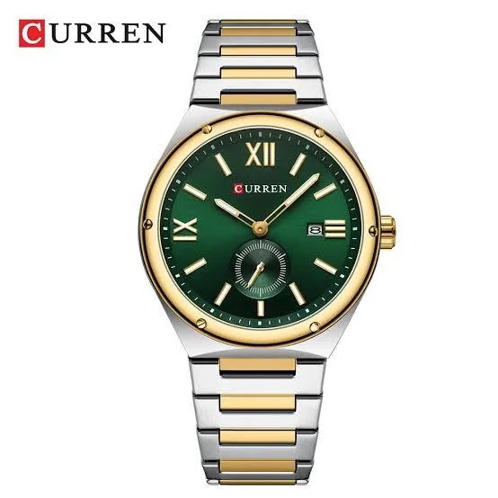 Curren Montre Homm Modèle 8471 Quartz acier inoxydable bicolore en cadran vert