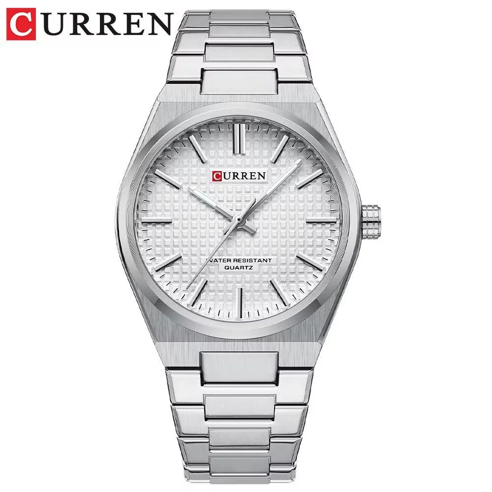 Curren Montre Homme modèle 8439 Quartz acier inoxydable en cadran blanc