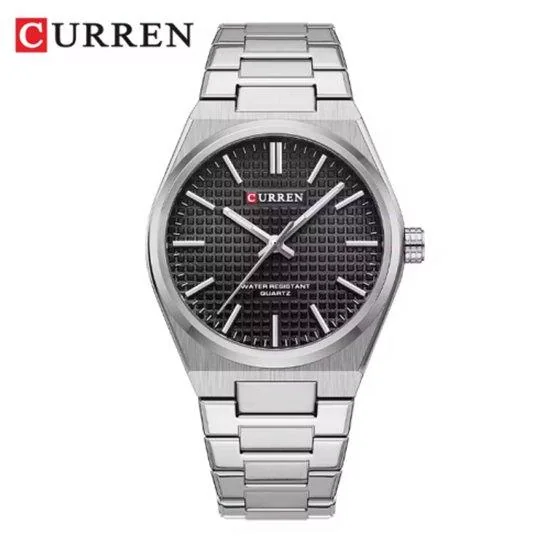 Curren Montre Homme modèle 8439 Quartz acier inoxydable en cadran noir