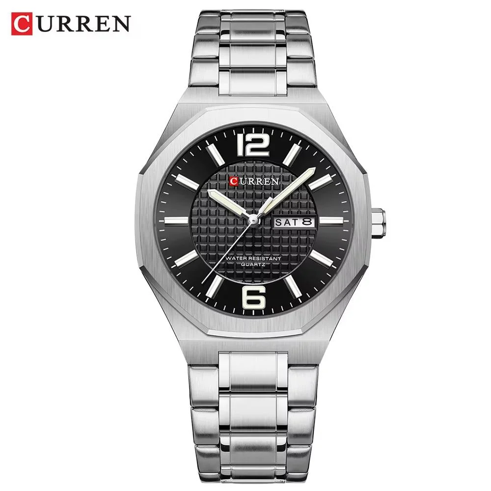 Curren Montre Homme modèle 8467 Quartz acier inoxydable en cadran noir