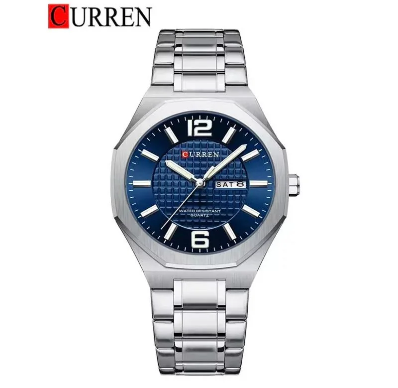 Curren Montre Homme modèle 8476 Quartz acier inoxydable en cadran bleu