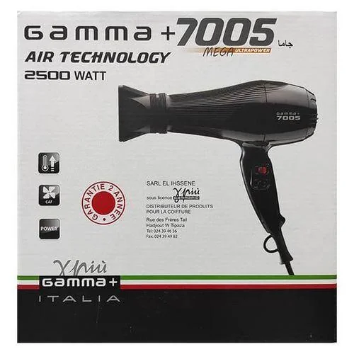 Gamma sèche-cheveux professionnel 7005 Air Technology Mega Ultrapower -noir