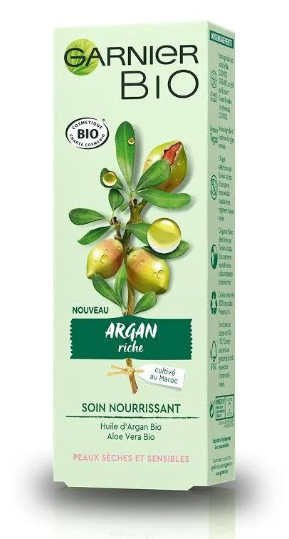 Garnier Bio Crème Nourrissante Argan Riche peaux sèches et sensibles