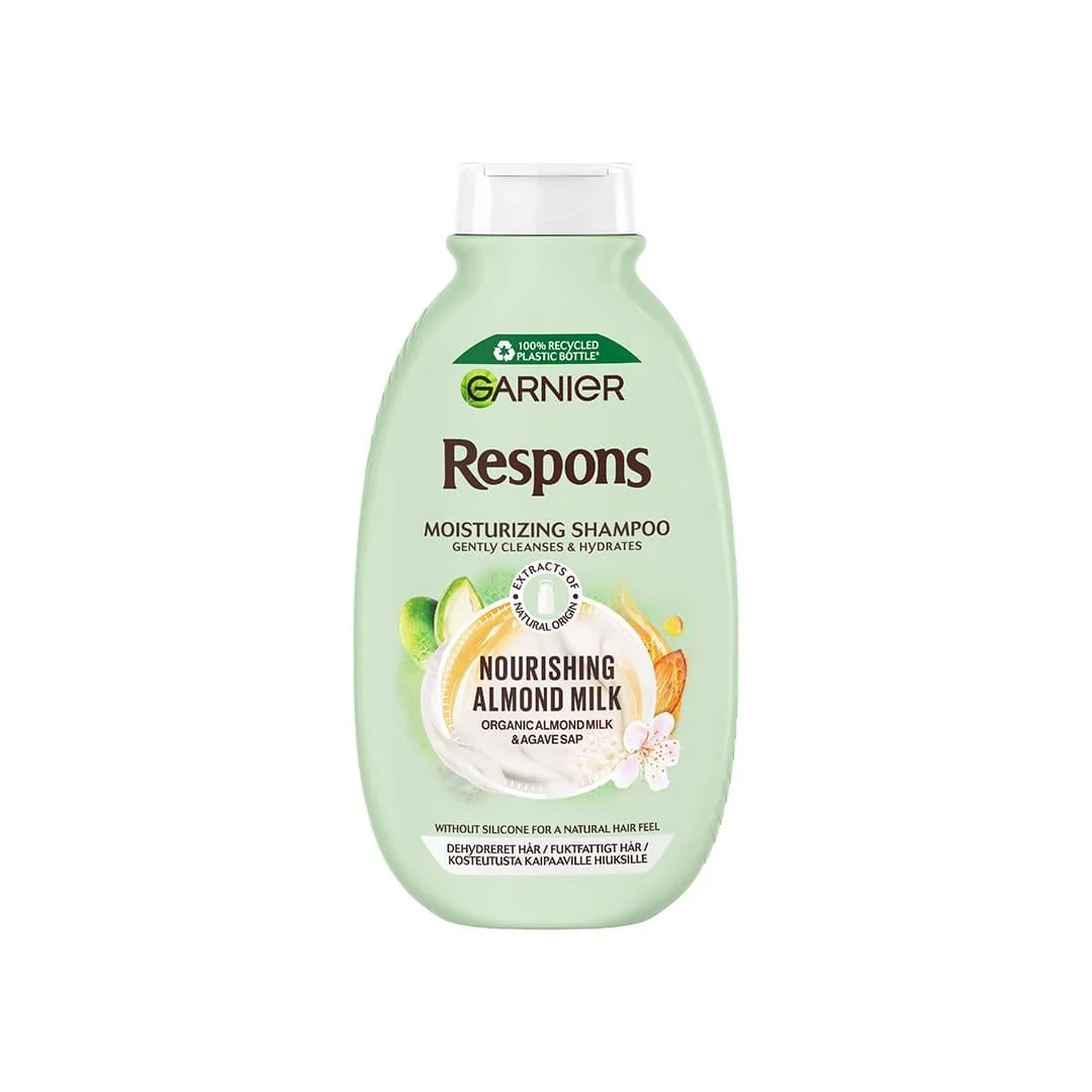 Garnier Respons, Shampoing Hydratant (Moisturizing Shampoo)au lait d'amande biologique (Organic Almond Milk) et de la sève d'agave (Agave Sap)aux cheveux déshydratés ou secs