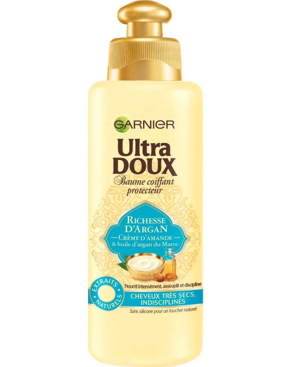 Garnier Ultra Doux Baume coiffant protecteur Huile d'argan du Maroc et crème d'amande Cheveux très secs et indisciplinés