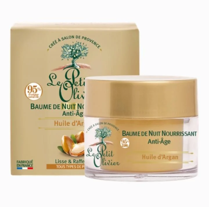 Le petit olivier Baume de nuit nourrissant anti-âge Huile d'argan Tous types de peaux