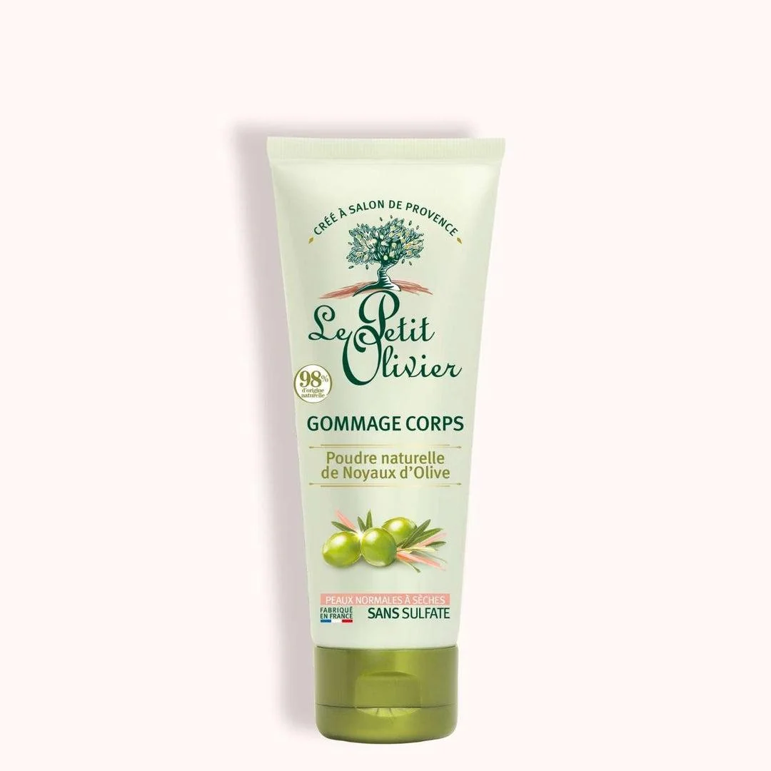 Le petit olivier Gommage pour le corps Poudre naturelle de noyaux d'olive peaux normales à sèches