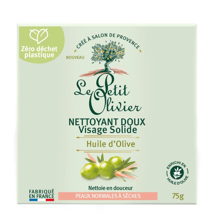 Le petit olivier Nettoyant pour le visage solide Huile d'olive Peaux normales à sèches